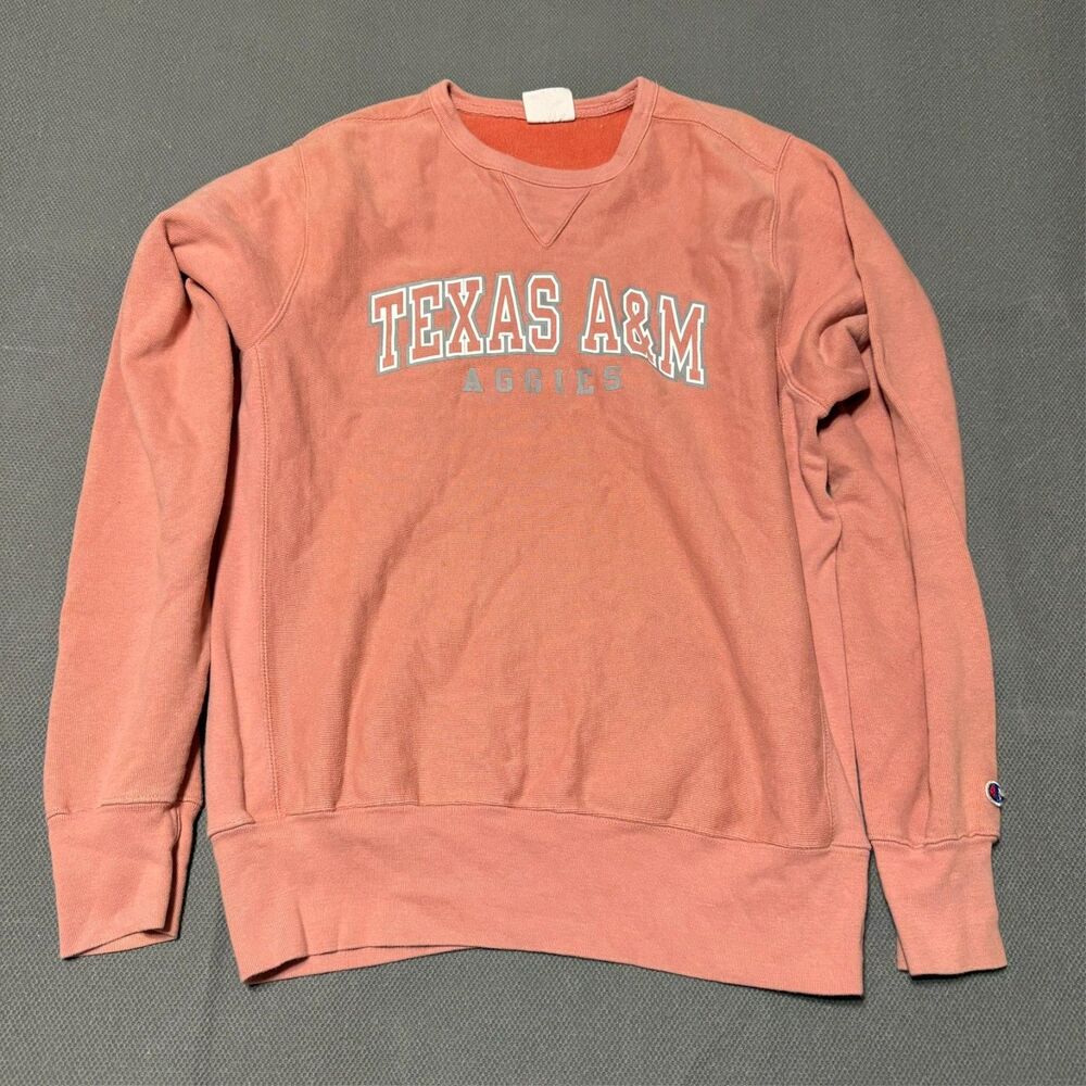 Champion Reverse Weave Texas A&M Aggies Crew Neck Sweatshirt Medium Pink